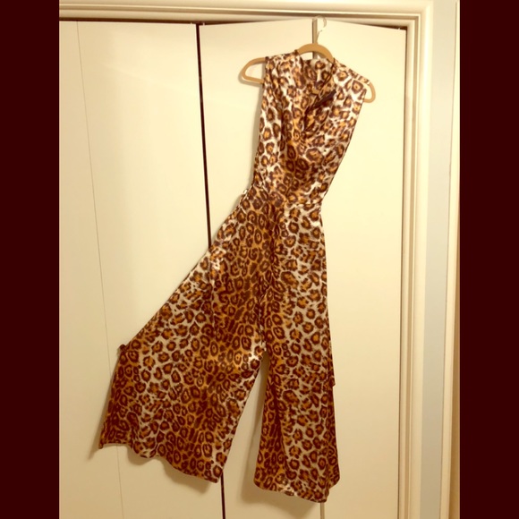 Retro leopard wide leg romper - Picture 1 of 2
